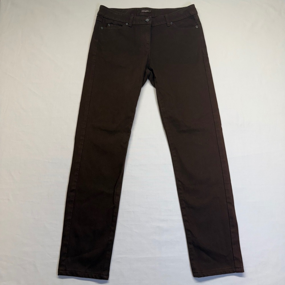 J McLaughlin Brown Slim Straight Ankle Pants Womens‎ 4 Stretch Cotton 5 Pocket